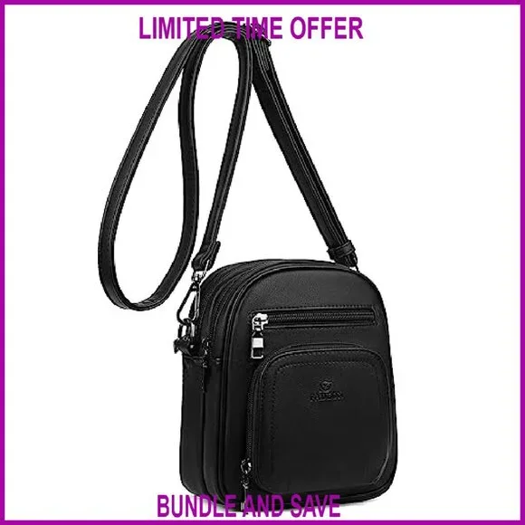 PU Leather Crossbody Bag with Card Slots, Adjustable Strap, Multi-Pocket Design